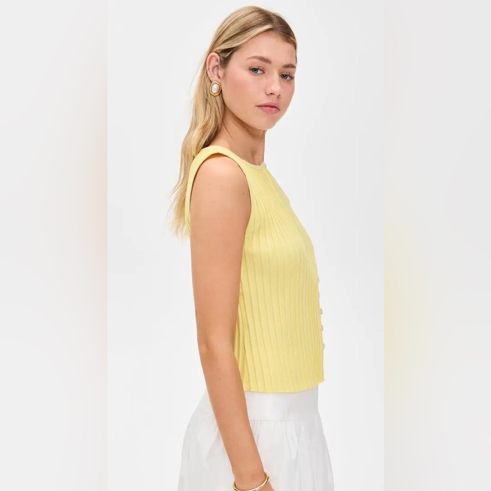 Free People Yellow Ribbed Button-Front Tank - Picture 2 of 6
